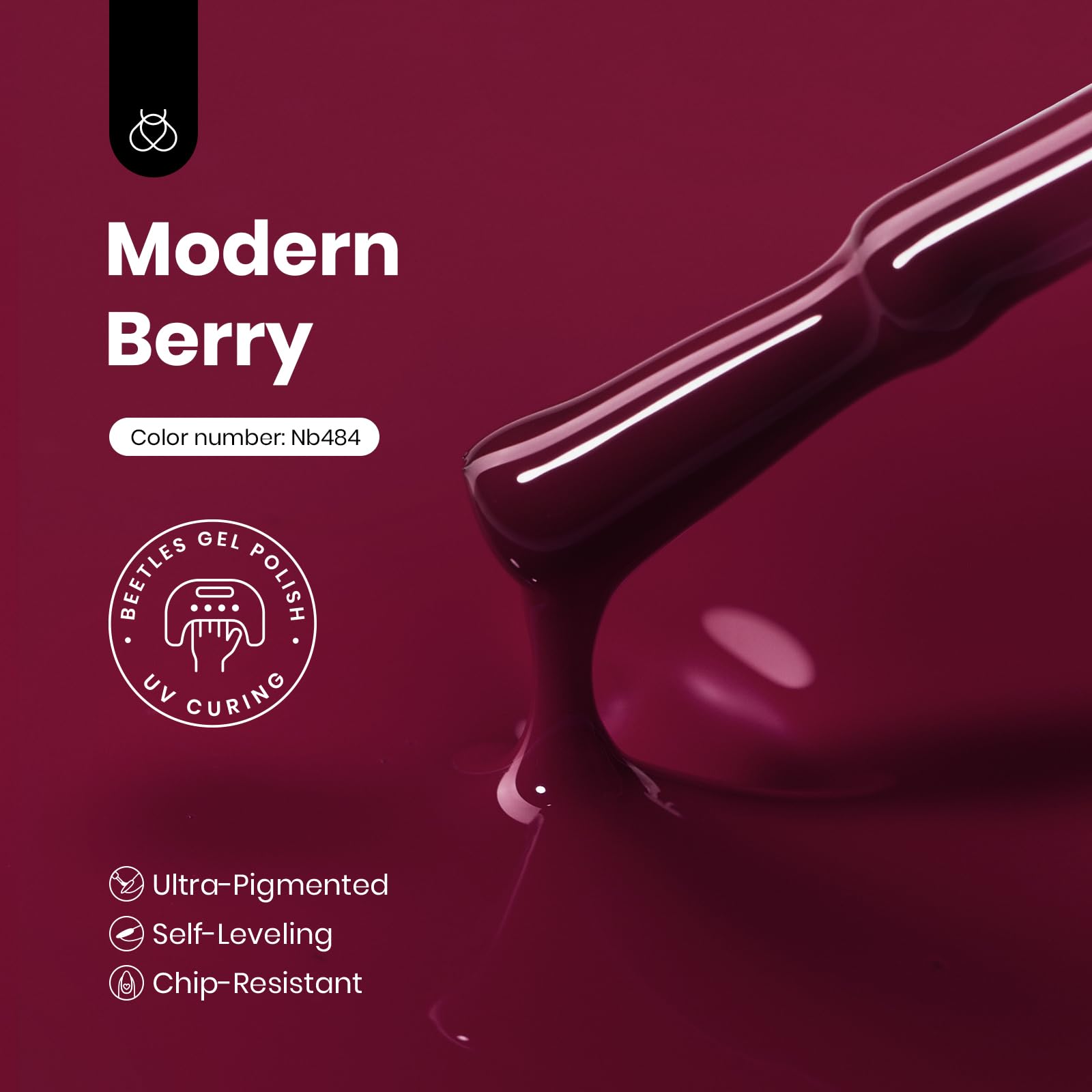 Beetles Burgundy Red Gel Polish offers long-lasting wear with minimal chipping.