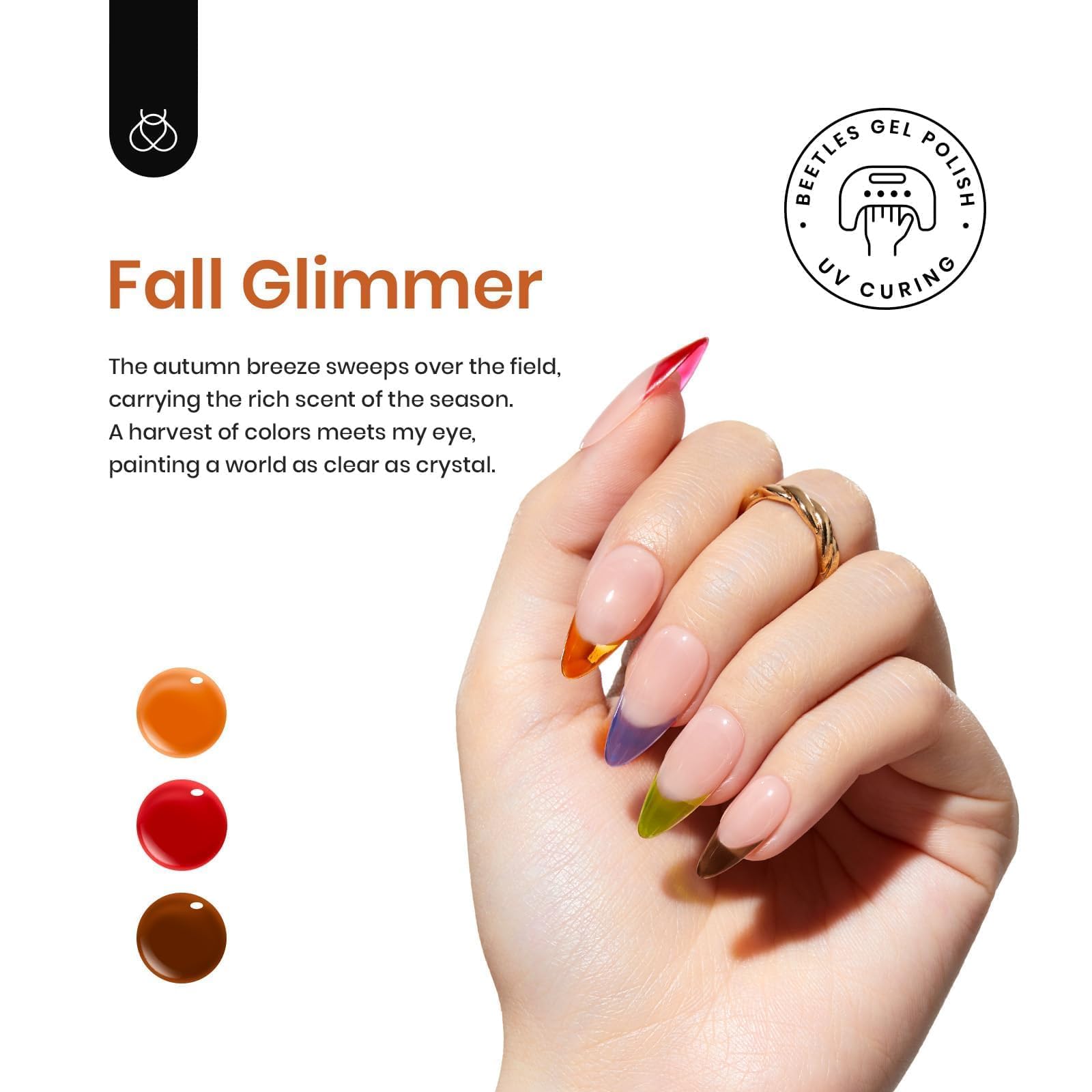 Beetles Gel Polish Glimmer nails in application demonstrate layering depth.