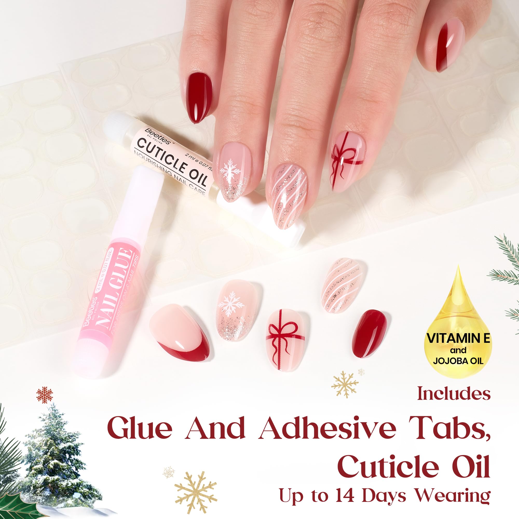 Beetles Gel Polish Christmas press-on nails kit, ideal gift option