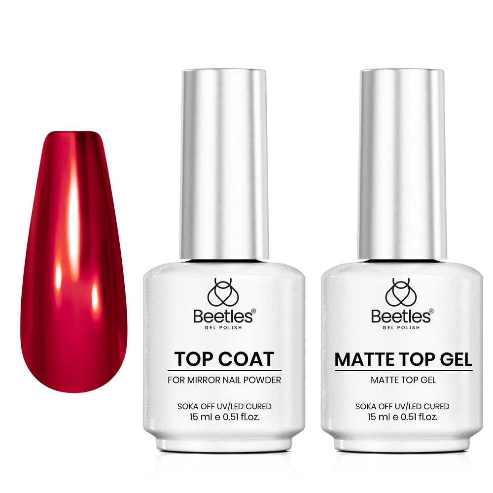 Beetles Gel Polish Chrome Top Coat bottle delivers a durable mirror finish.