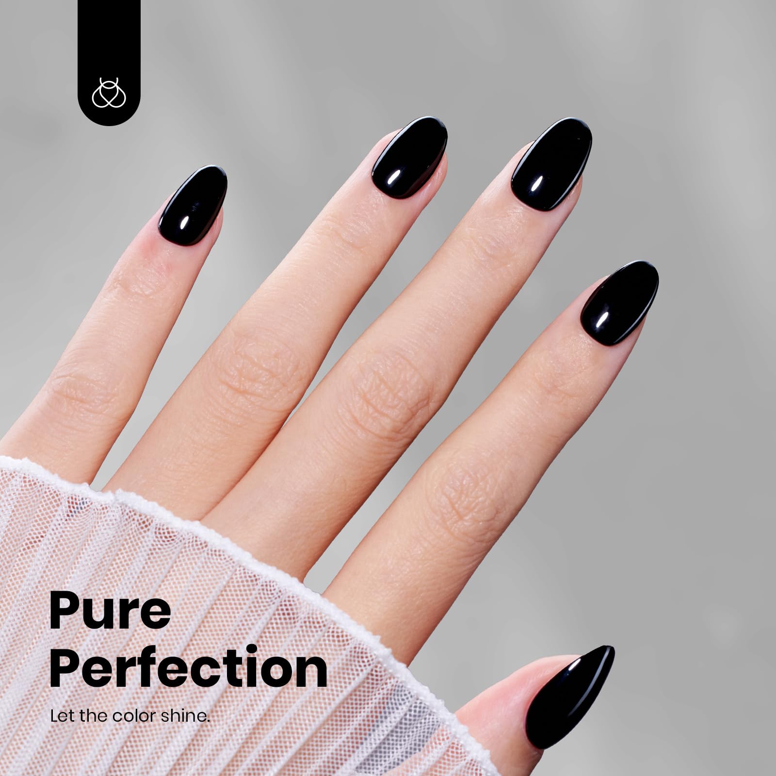 Beetles Gel Polish Classic Black nail finish with deep, glossy black look.