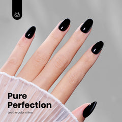 Beetles Gel Polish Classic Black nail finish with deep, glossy black look.