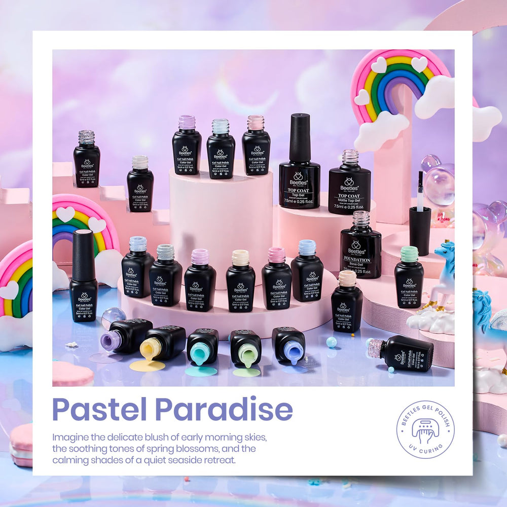 Beetles Gel Polish color swatches highlighting 20 shade options