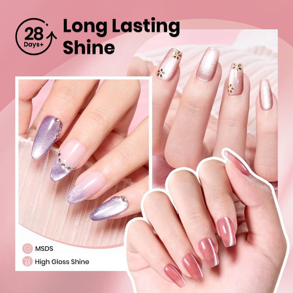 Beetles Gel Polish Coral Cat Eye color adds warm glow to nails.