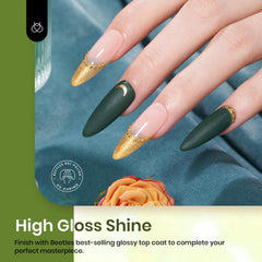 Beetles Gel Polish dark green bottle delivers rich pigment for a dramatic look.