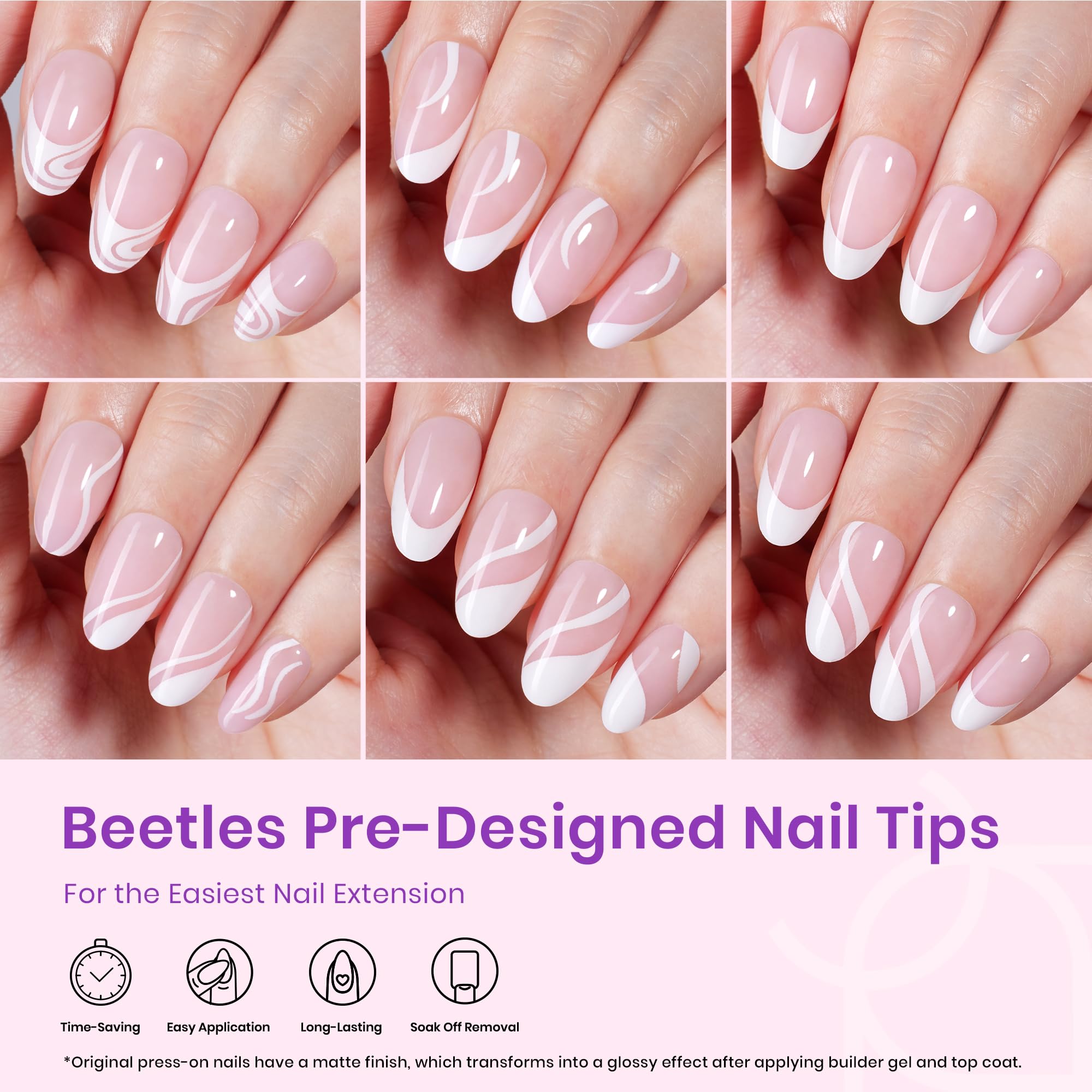 Beetles Gel Polish with pre-applied primer and base coat for easier, stronger adhesion.