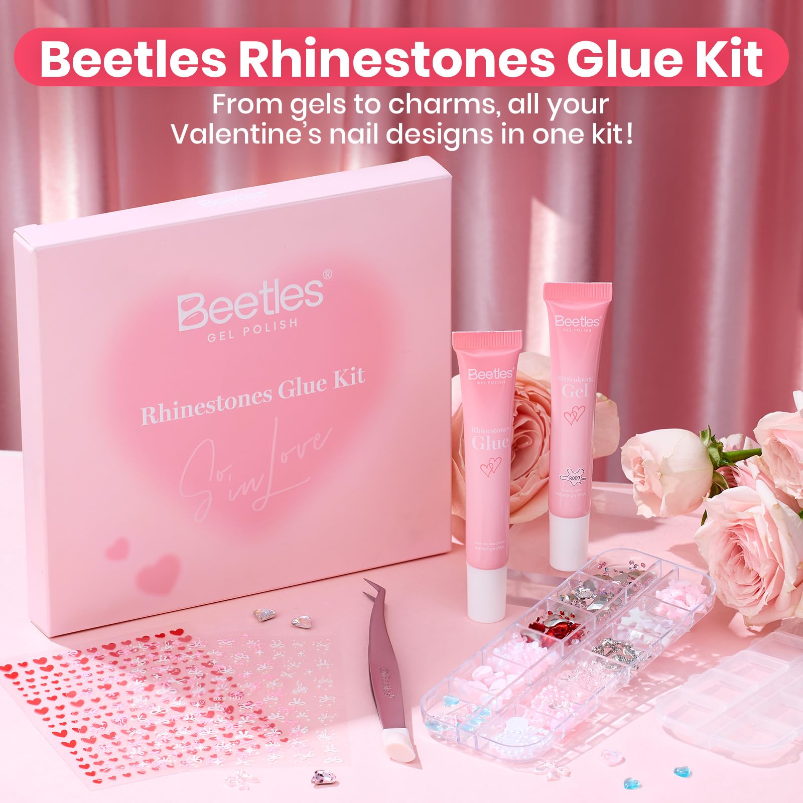 Beetles Gel Polish gift set for her offers versatile Valentine’s nail art.