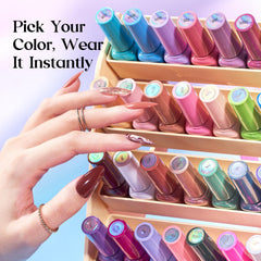 Beetles glitter top coat adds sparkle for party-ready nails.