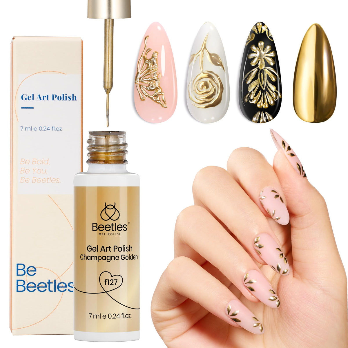 Beetles Gel Polish Gold French Tip liner for precise gold lines at home