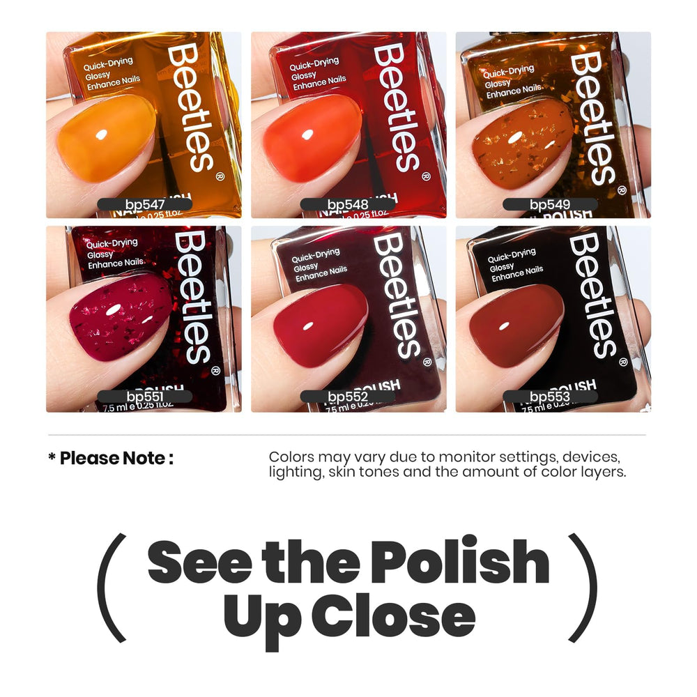 Beetles Golden Harvest bottle display highlighting six colors in a sleek package