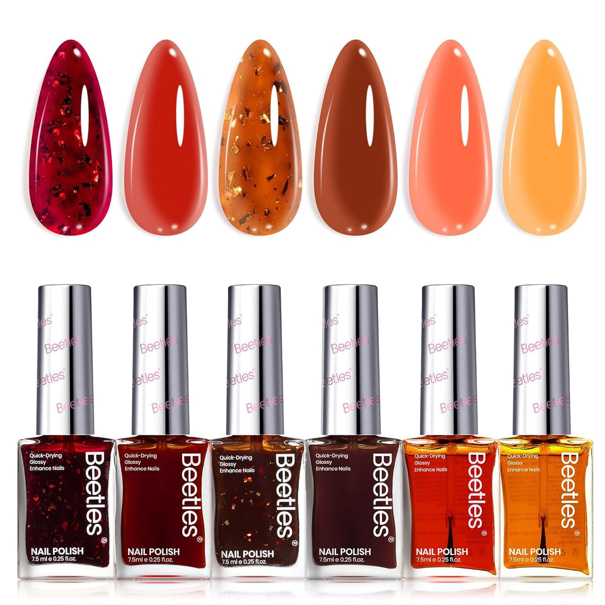 Beetles Gel Polish Golden Harvest swatches showing six quick-dry colors