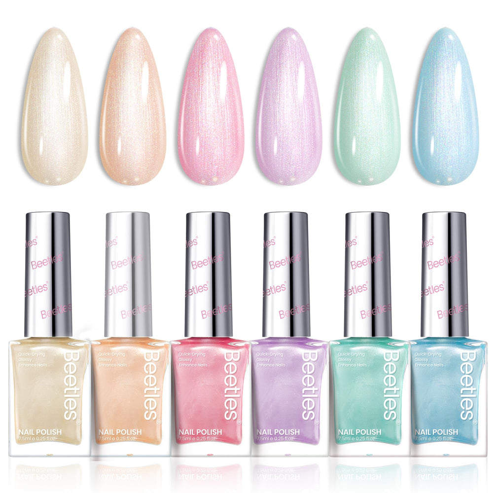 Beetles Gel Polish high gloss finish nails in bright light.