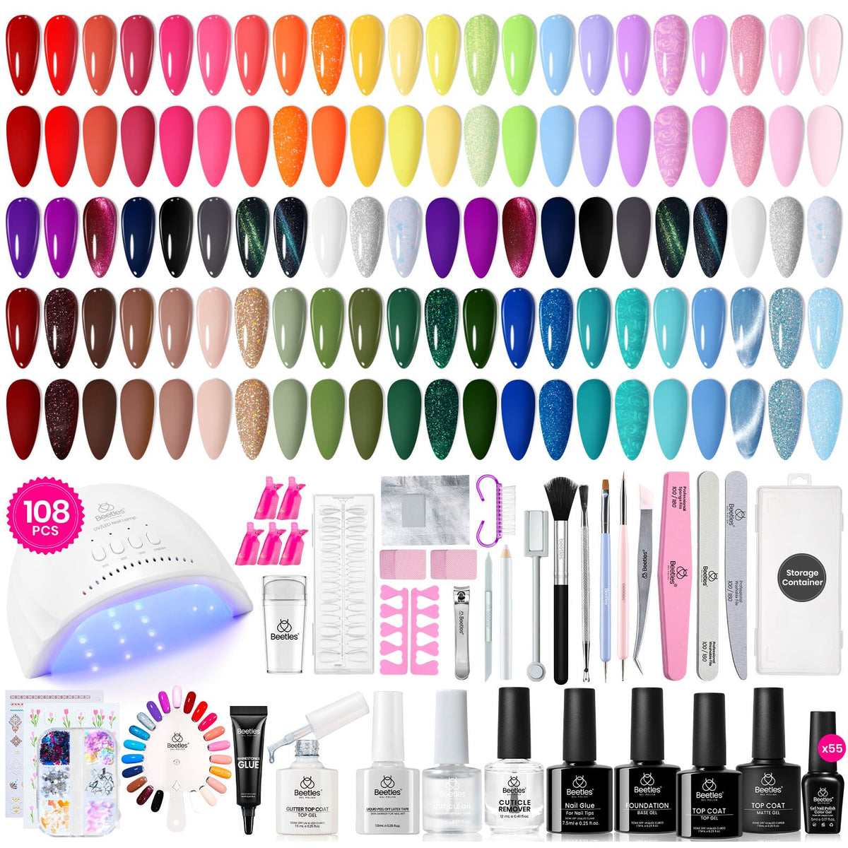 Beetles Gel Polish Kit with UV lamp for at-home manicure and salon-grade results.