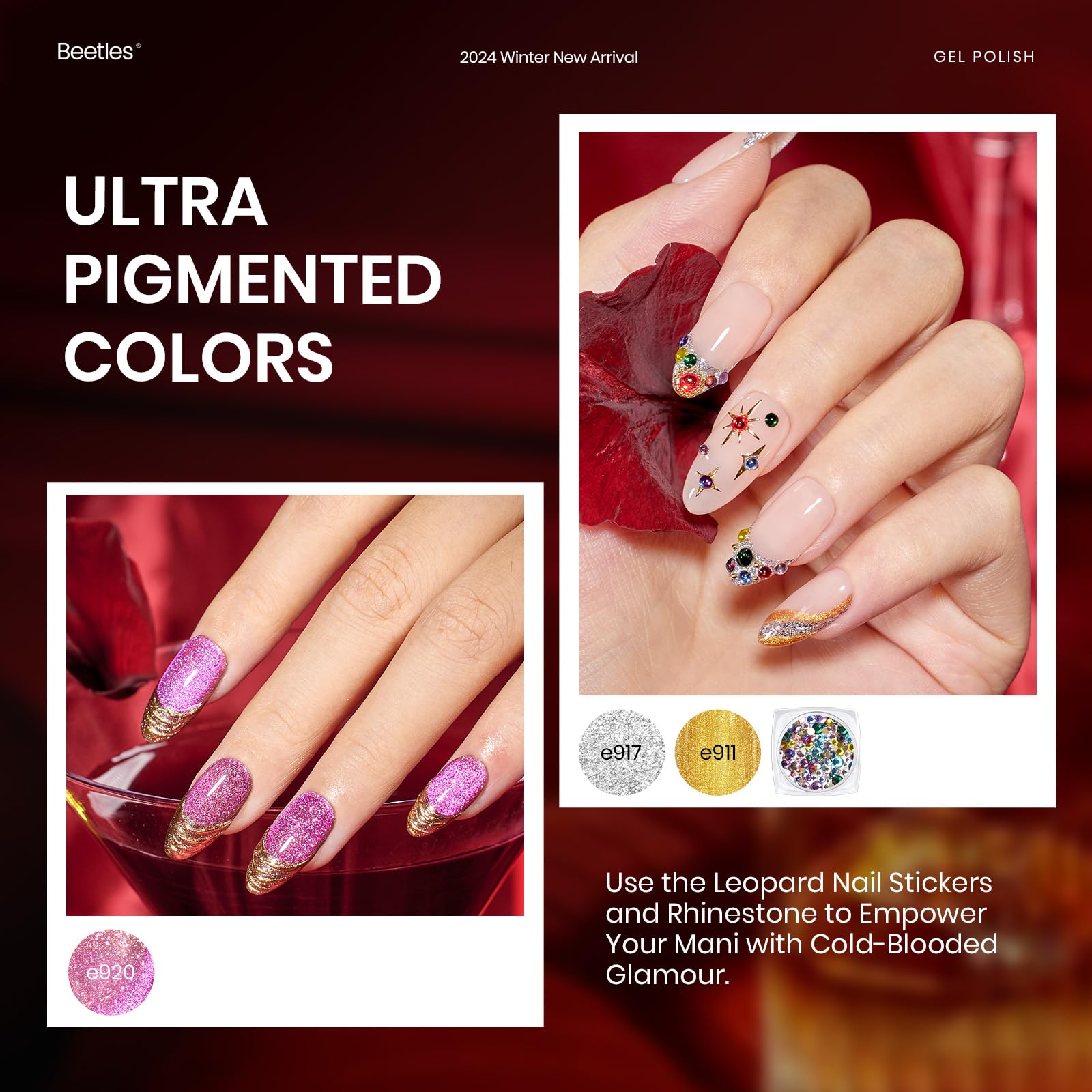 Beetles Gel Polish Kit 20 color swatches for versatile nail looks