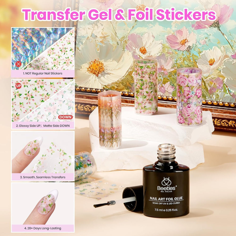 Beetles nail art foil glue for metallic nail accents.