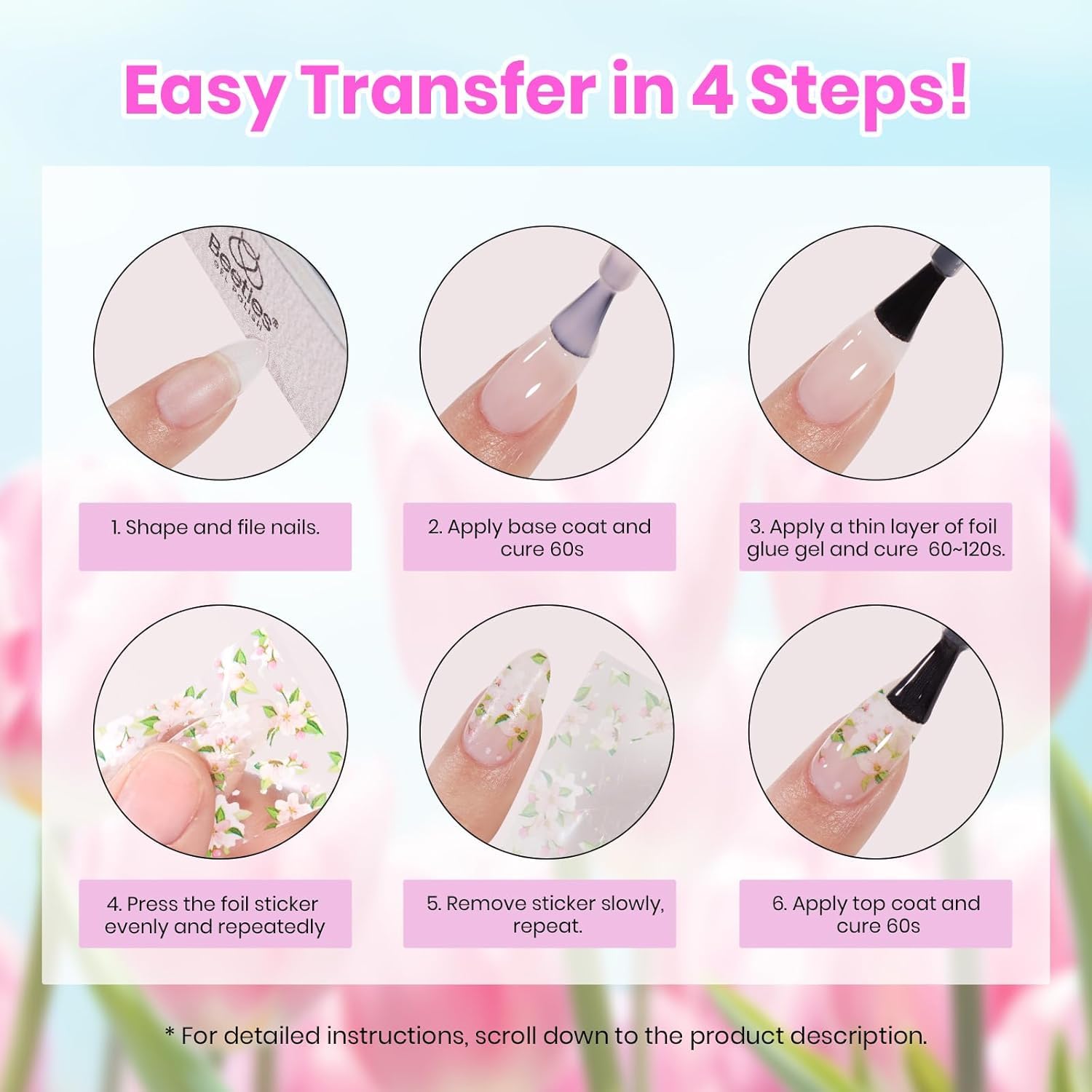 Beetles Gel Polish Kit on nails with pastel blues and greens.