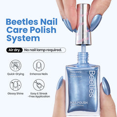 Beetles Gel Polish Lakeside Ripple on nails with glossy whirlpool finish.