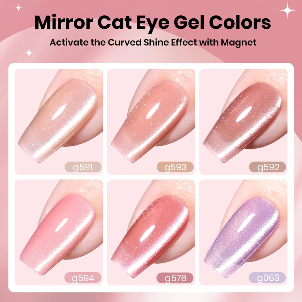 Beetles Gel Polish Light Purple Cat Eye polish enhances elegant daytime looks.