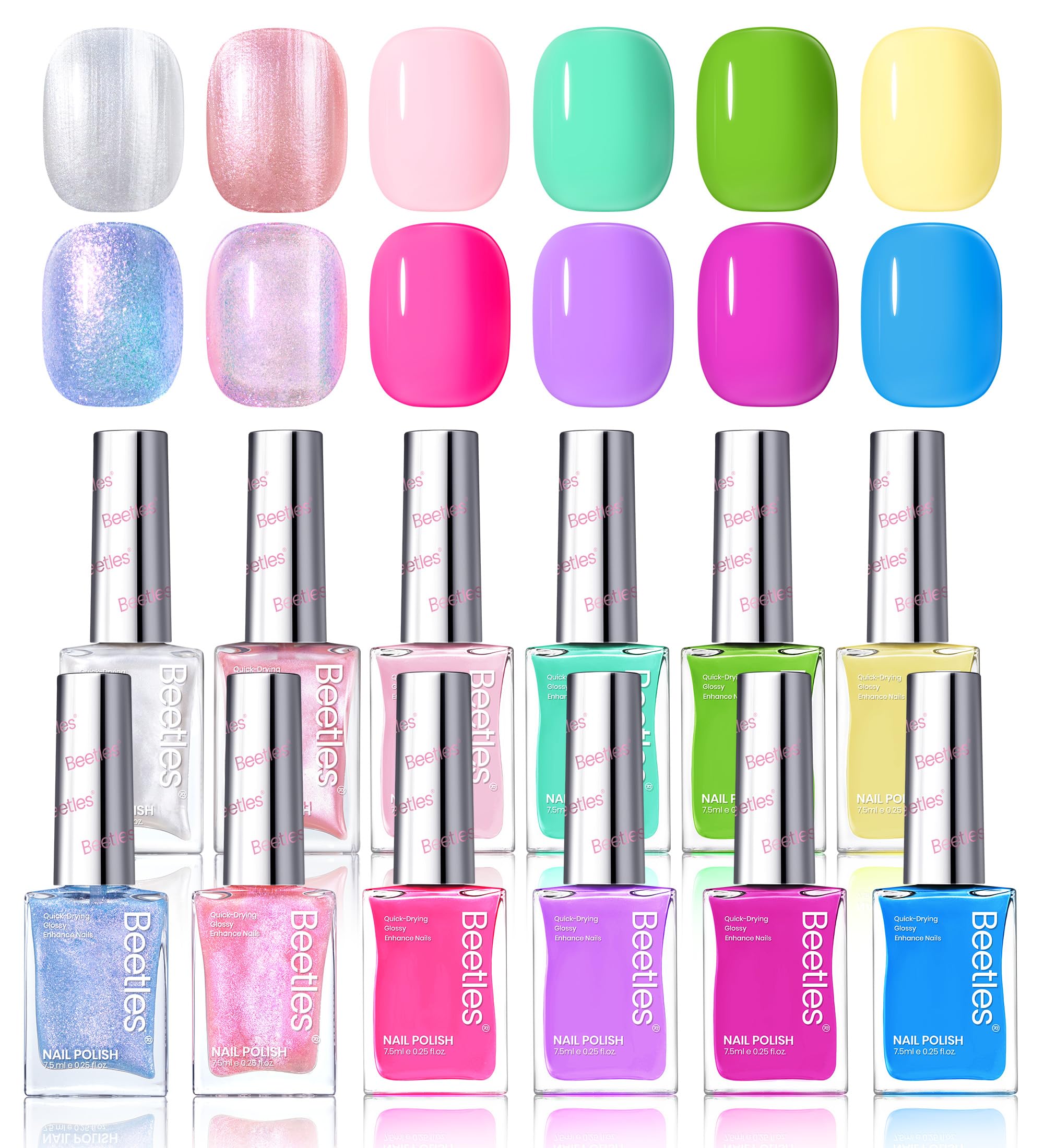 Beetles Gel Polish manicure on natural nails, chic look ready.