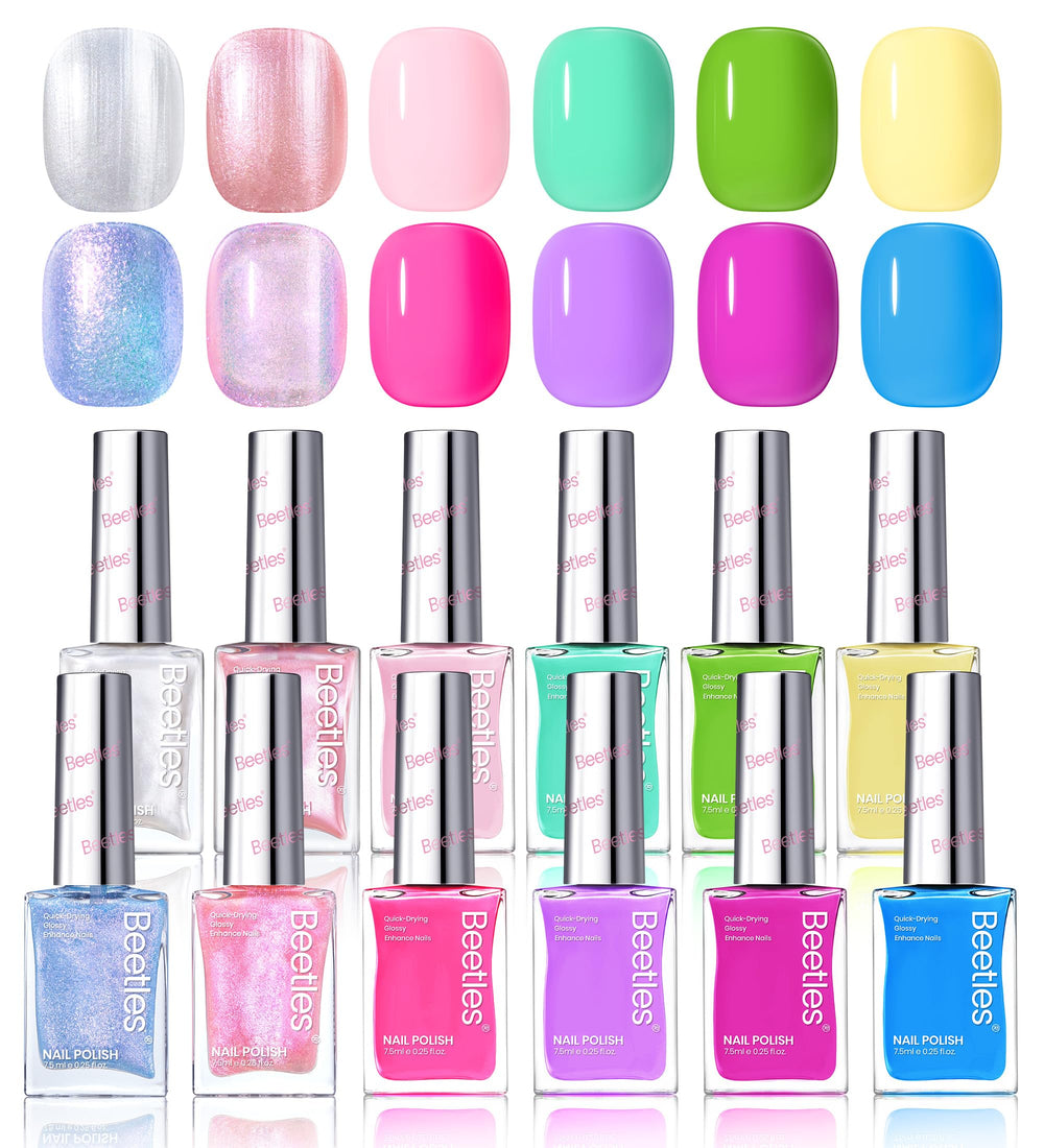 Beetles Gel Polish manicure on natural nails, chic look ready.