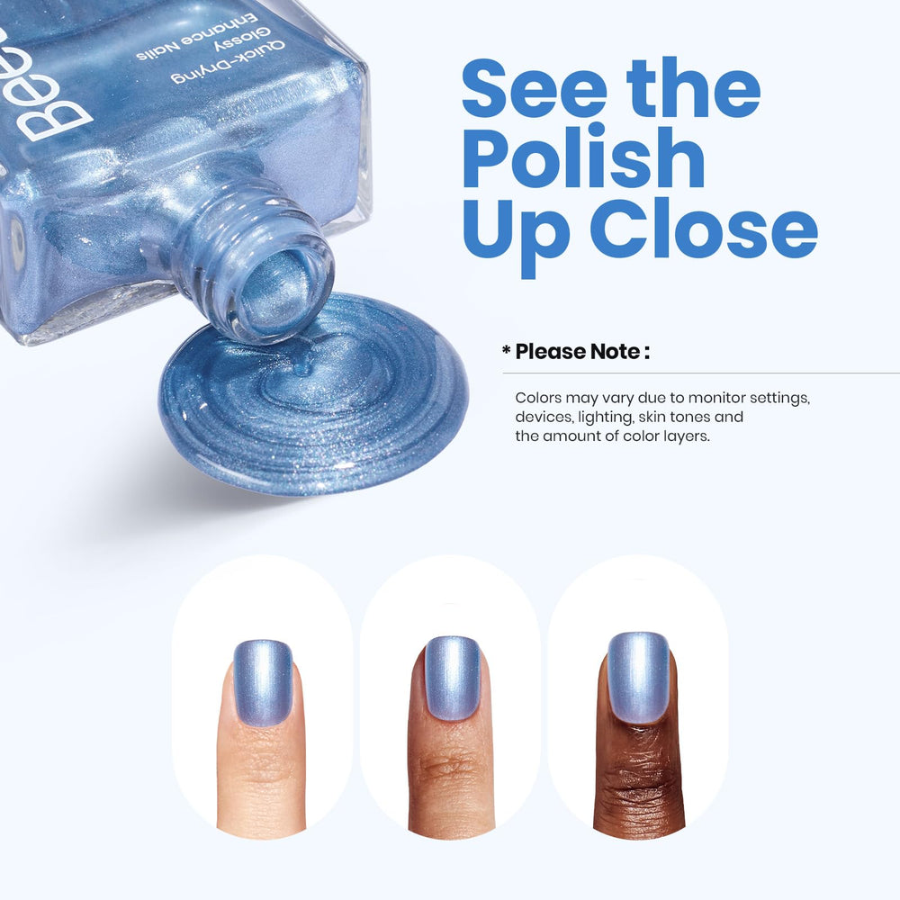 Beetles Pearl Blue swatch shows strong-looking nails.