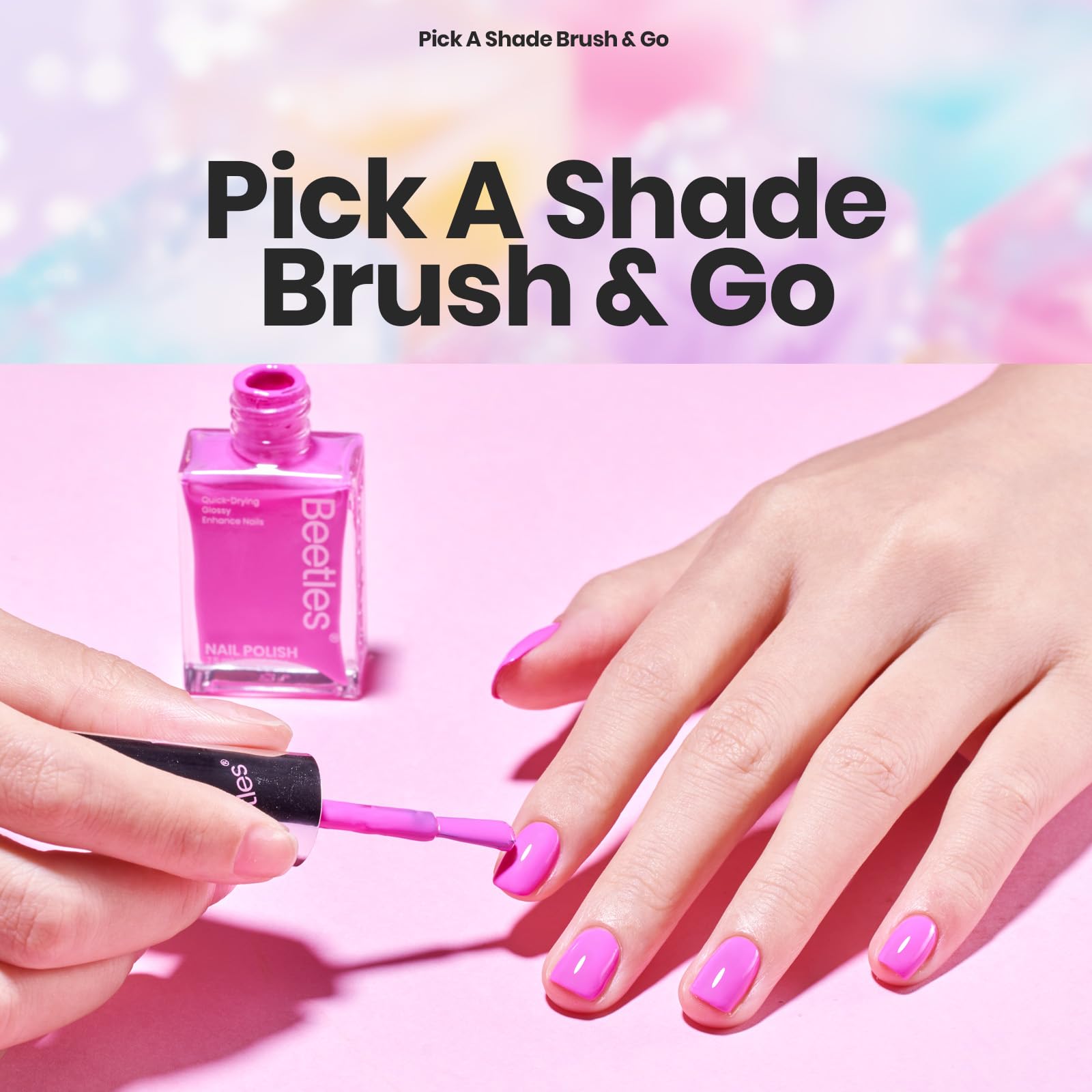 Beetles Gel Polish Neon Purple bottle, vibrant hue for playful looks.