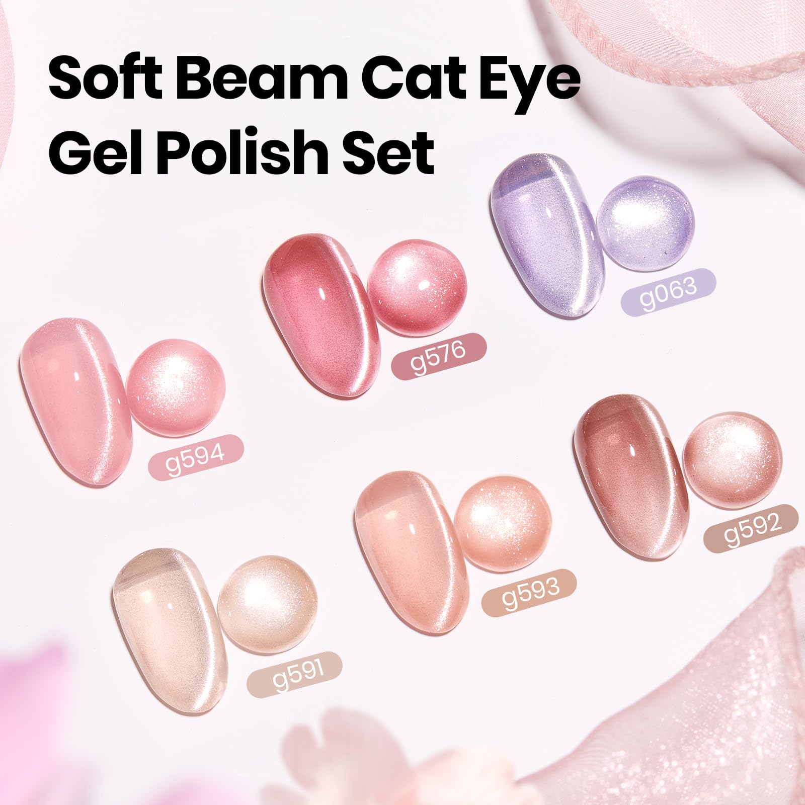 Beetles Gel Polish Nude Cat Eye color for a neutral manicure.