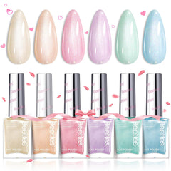 Beetles Gel Polish pastel pearl kit on display with six color options for versatile manicures.