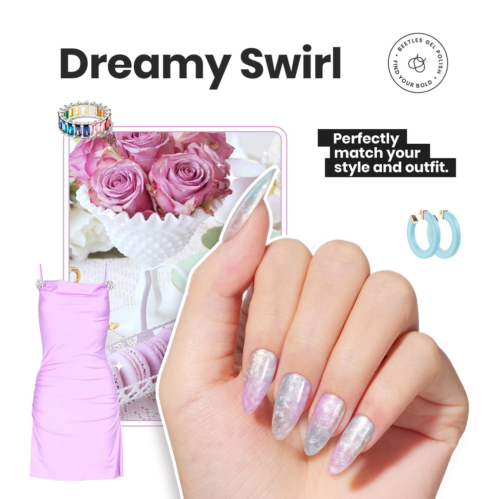 Beetles Gel Polish pearl shimmer close-up nails with radiant gloss.
