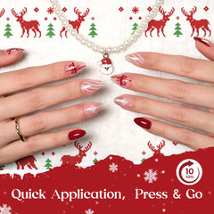 Beetles Gel Polish red bow glitter nails ready for party look