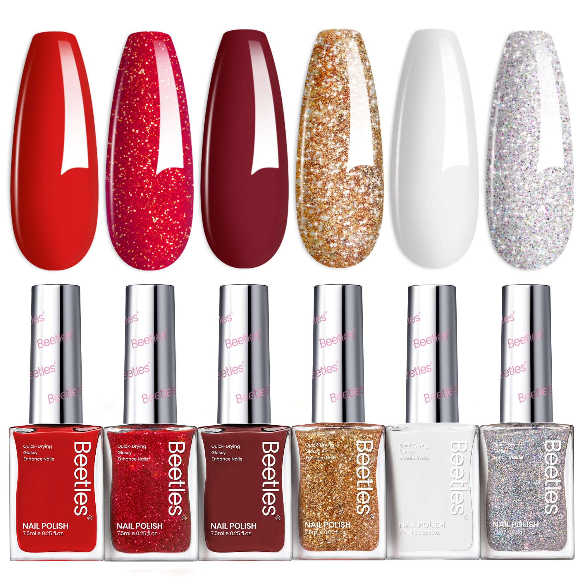 Beetles Gel Polish red bottle with glitter burgundy for vibrant holiday nails