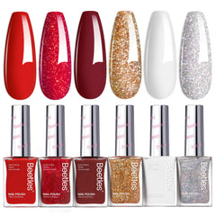 Beetles Gel Polish red bottle with glitter burgundy for vibrant holiday nails