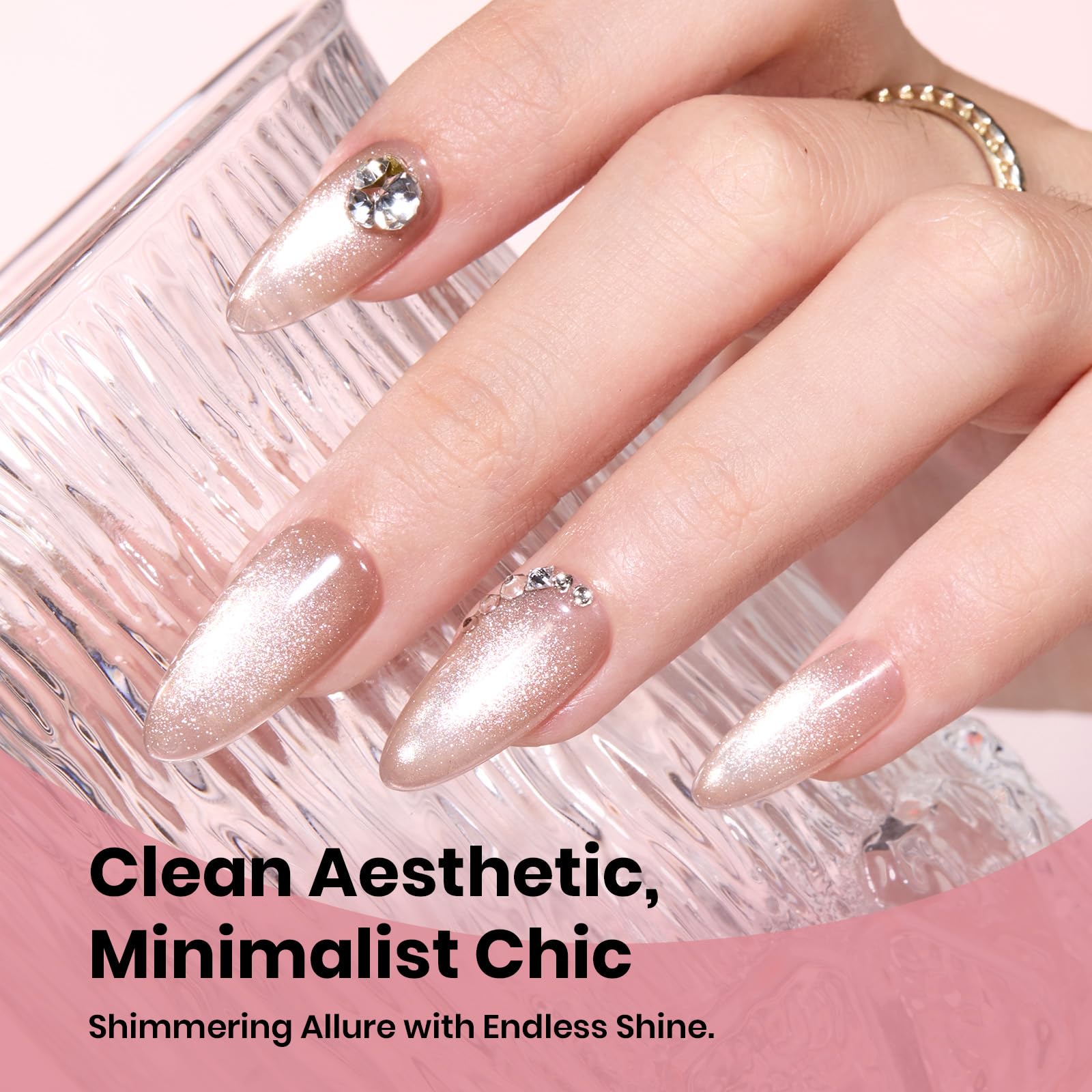 Beetles Gel Polish Rose Pink Cat Eye shade ideal for soft glam evenings.