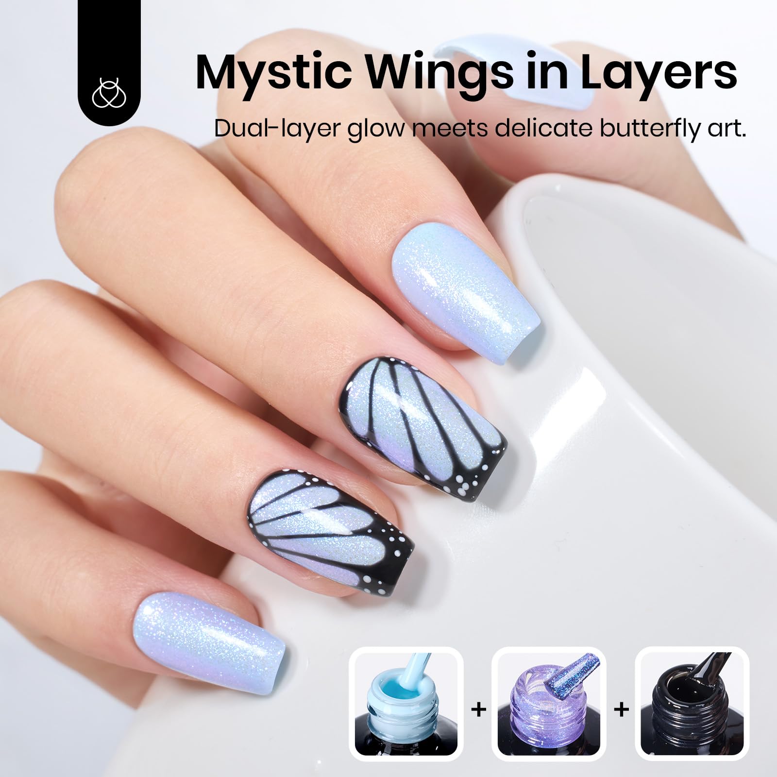 Beetles Gel Polish nails with sheer shimmer ideal for soft gradients