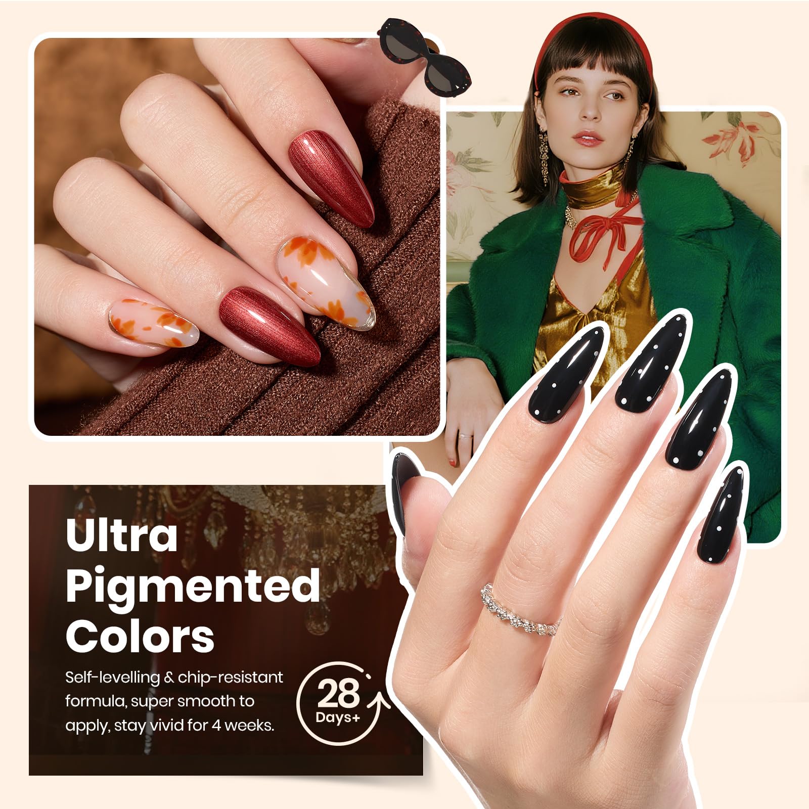 Beetles Gel Polish quick-dry formula under LED/UV light for shiny nails