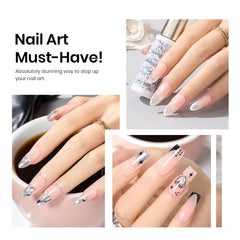 Beetles Silver Glitter Liner used for a chic French tip look