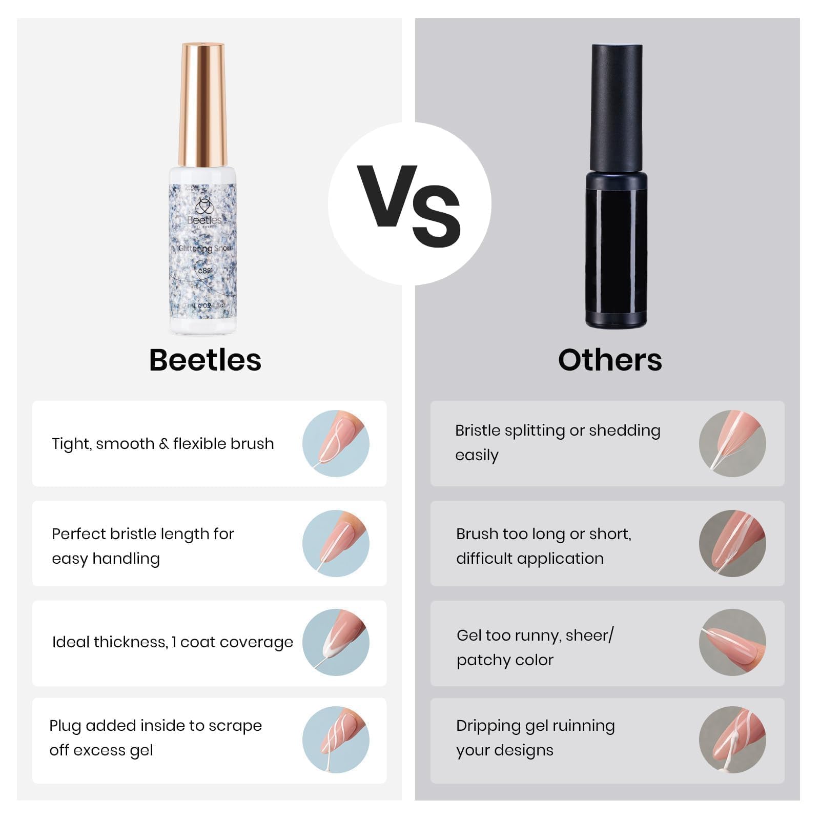 Beetles Silver Glitter Liner for ombre and gradient silver effects
