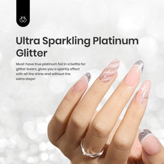 Beetles Gel Polish Silver Glitter Liner swatch showing vibrant metallic sparkle