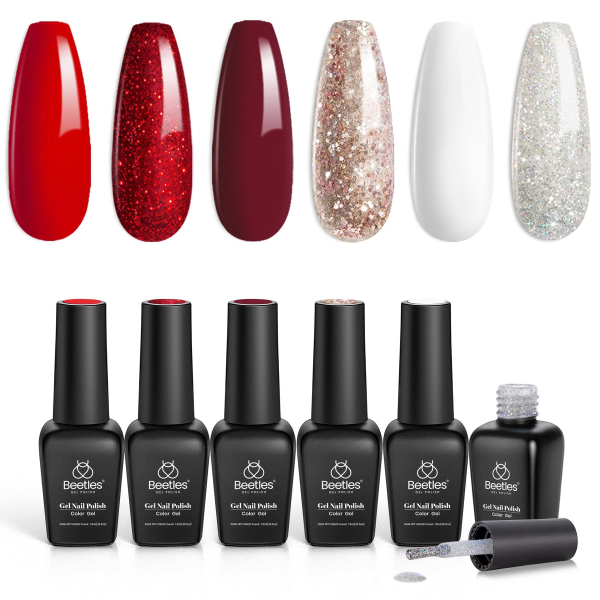 Beetles Gel Polish Snow White Sparkle for a bright holiday manicure with shimmer.