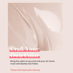 Beetles Stone Beige gel polish nail application highlights easy, self-leveling coverage.