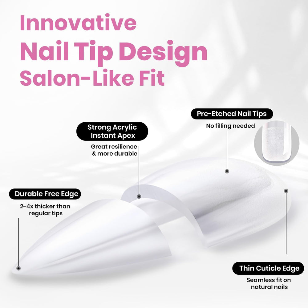 Beetles Tipex Lite pre-etched tip set ready for fast salon-style applications.