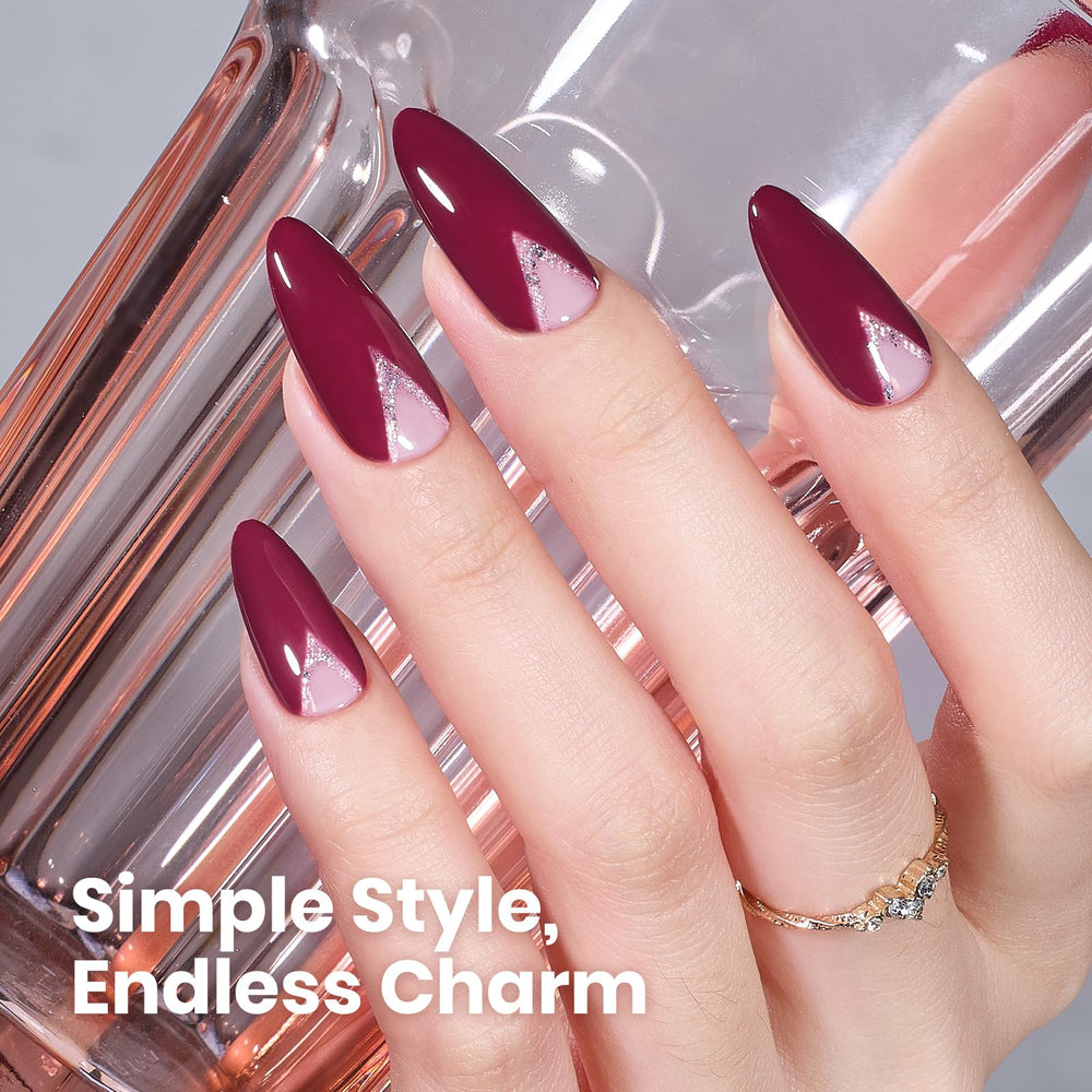 Beetles UV/LED lamp cures Burgundy Red gel polish quickly for durability