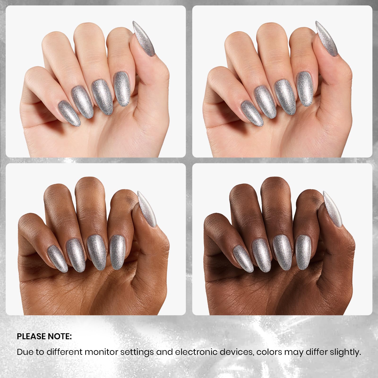 Beetles Silver Gel Polish under UV/LED curing setup demonstrates proper use.