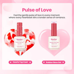 Beetles Valentine Gel Set on soft pink base strengthens thin nails.