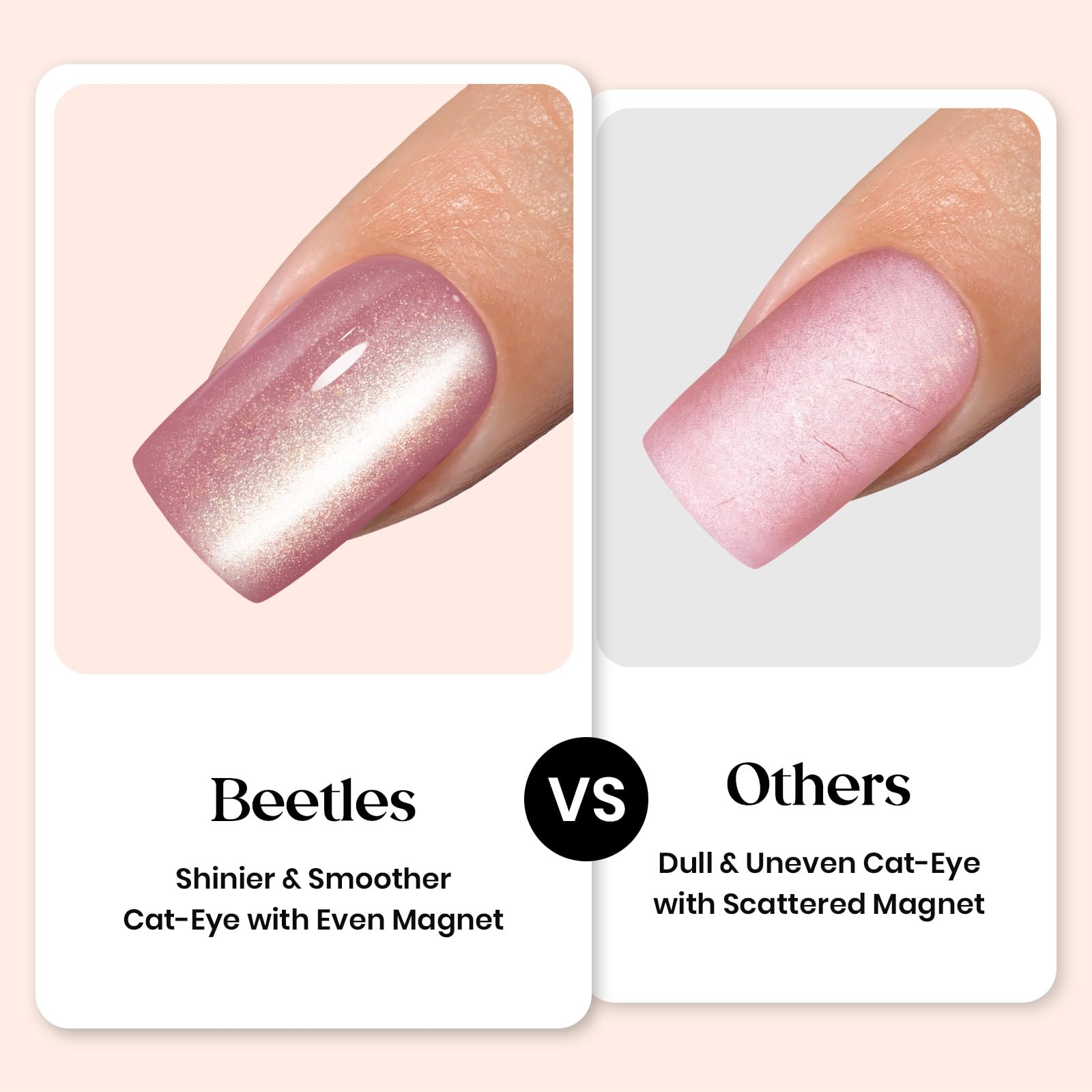 Beetles X Press Cat Eye Nails application steps for easy DIY fit.