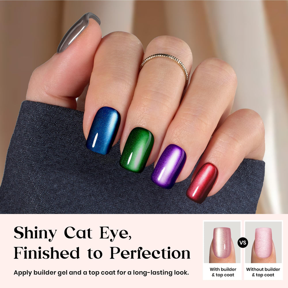 Beetles X Press Cat Eye Nails purple set offers dramatic contrast and movement.