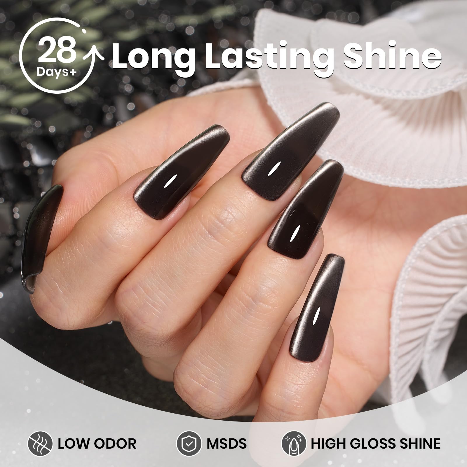 Beetles gift-ready black cat eye gel polish set for special occasions