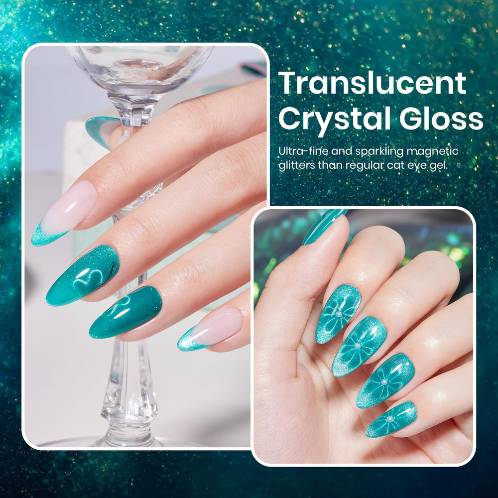 Beetles gift-ready teal cat eye nail polish for beauty lovers.
