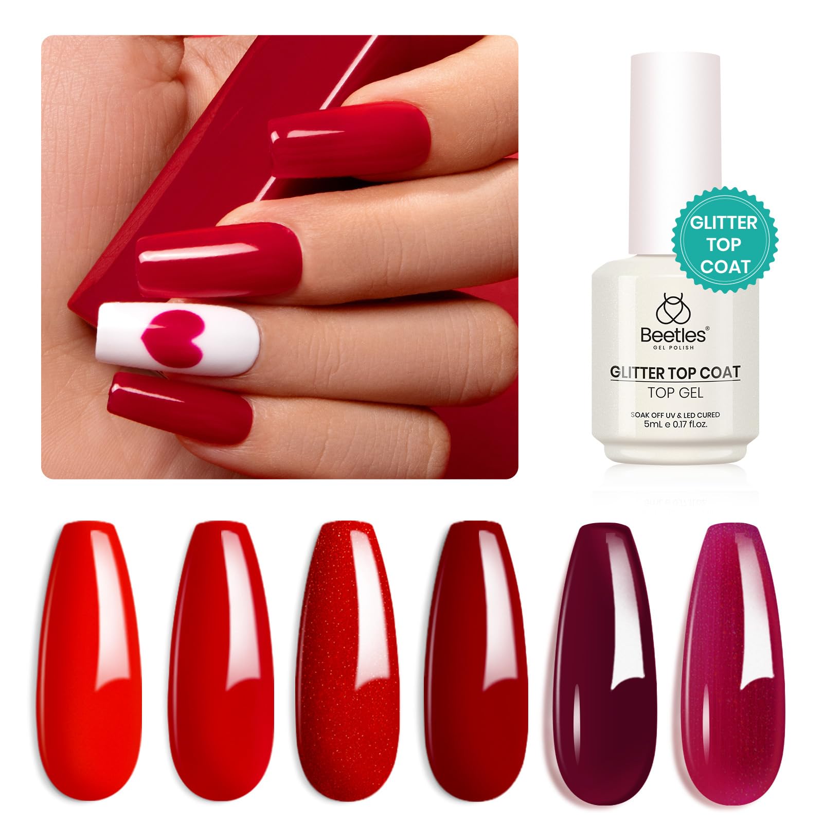 Beetles gift-ready red gel polish set for women shoppers.