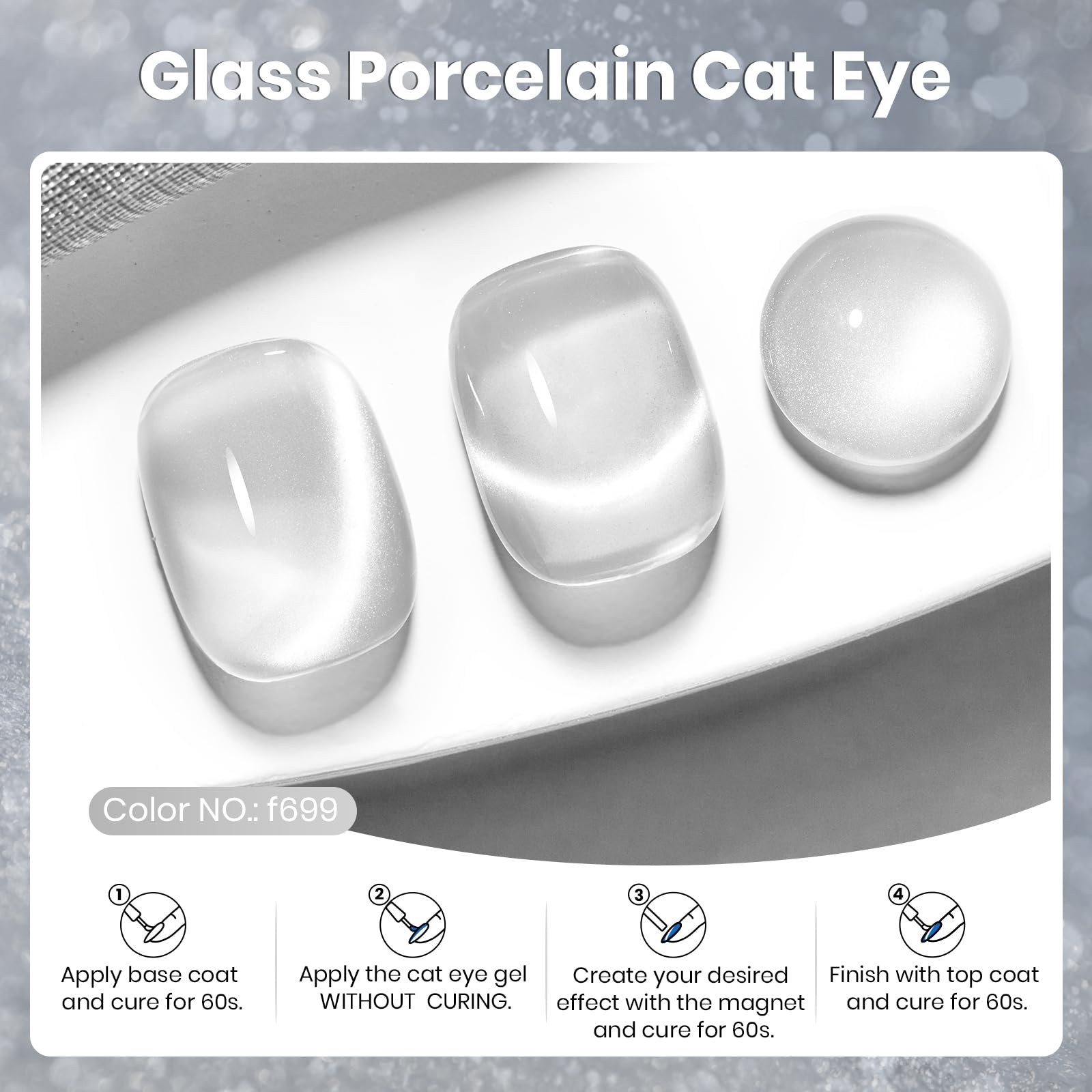 Beetles glass cat eye polish showing magnetic effect for DIY nails